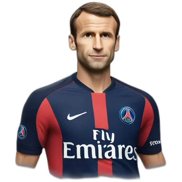 Macron avec un t-shirt du psg emoji