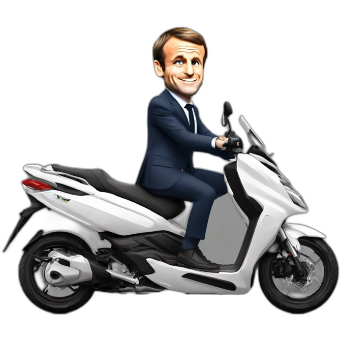 Emmanuel Macron sur un T-Max emoji