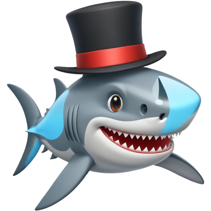 Shark with a top hat emoji