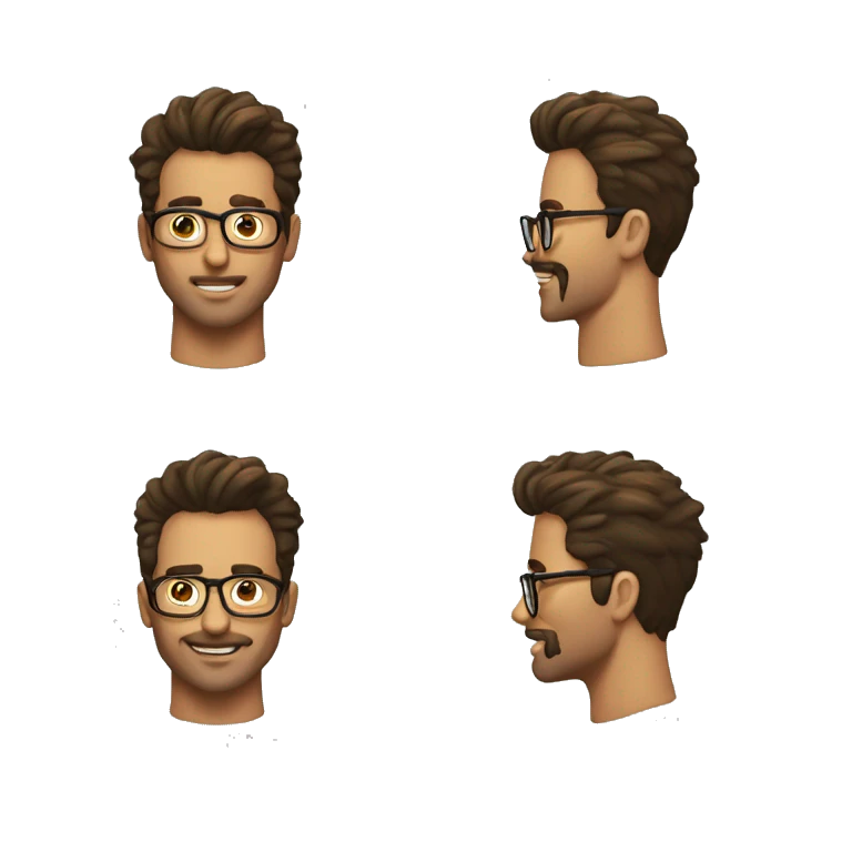 HOMBRE sin barba LENTES CABELLO RIZADO emoji
