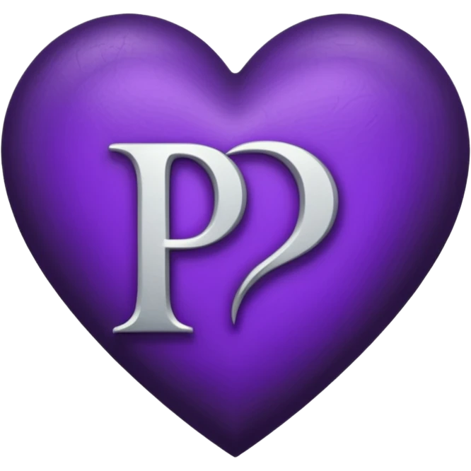 Can you make a dark purple heart with a white letter in the middle in a gothic style, the letter is P emoji
