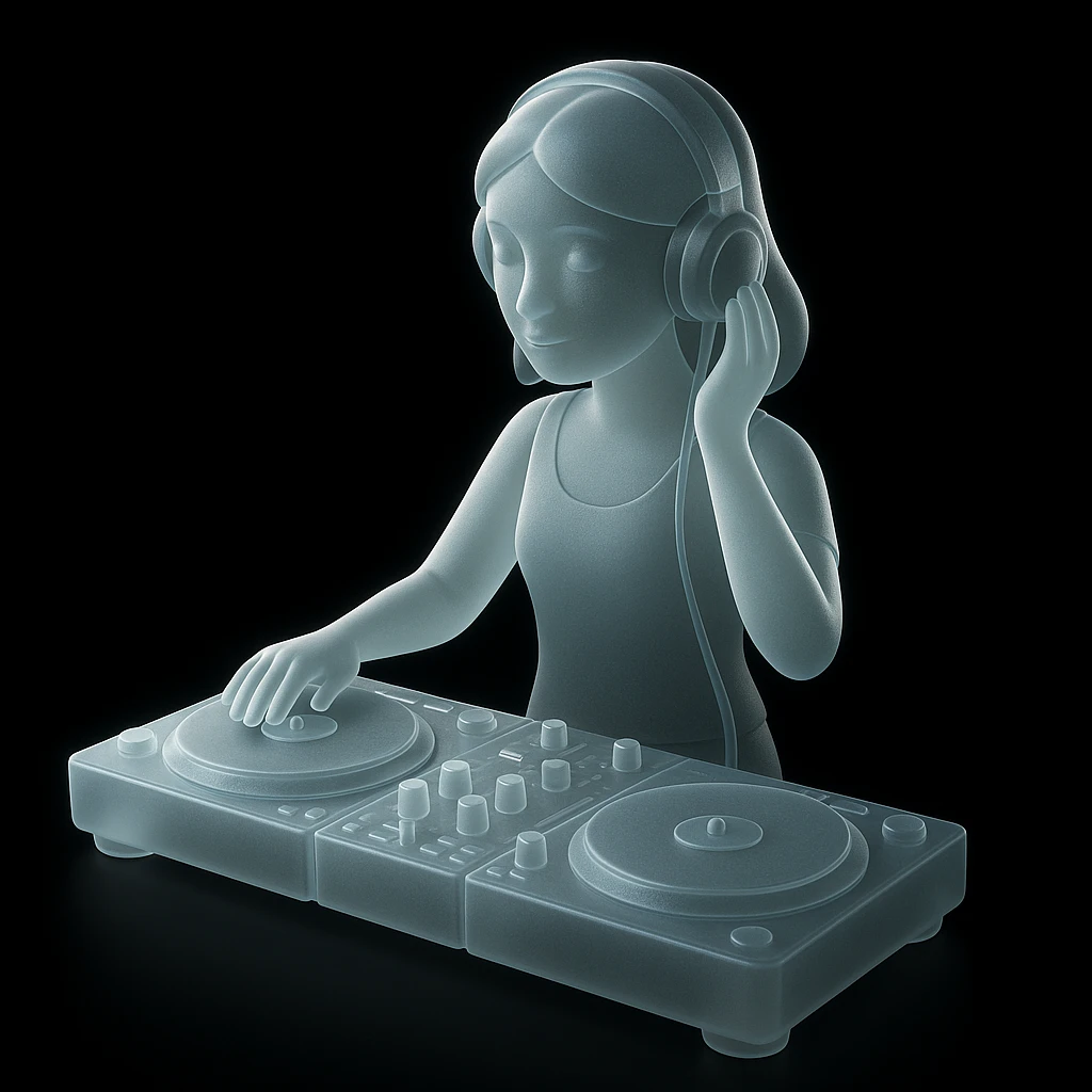 girl playing DJ set emoji