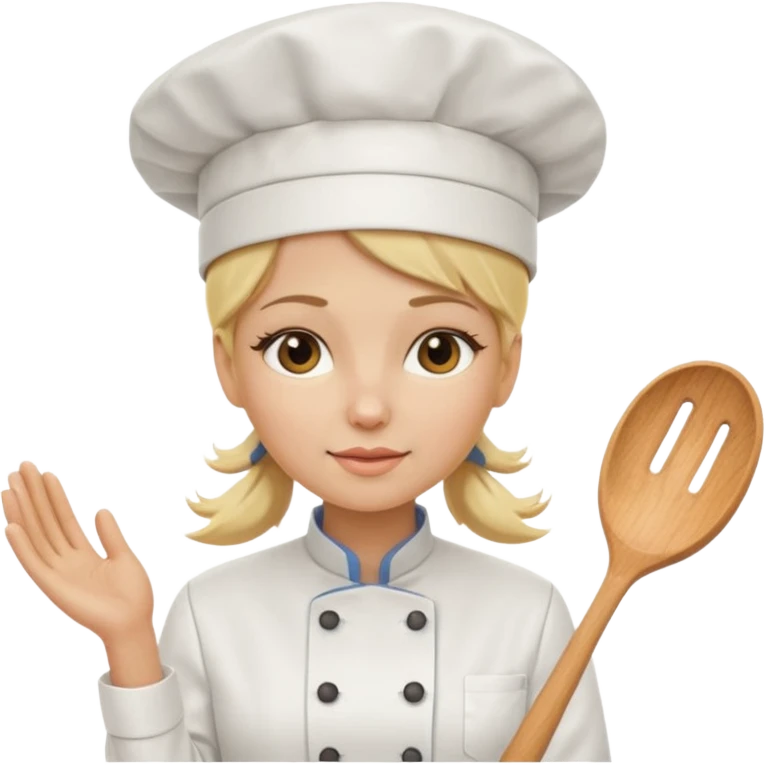 Mujer rubia cocinera con el fondo blanco emoji