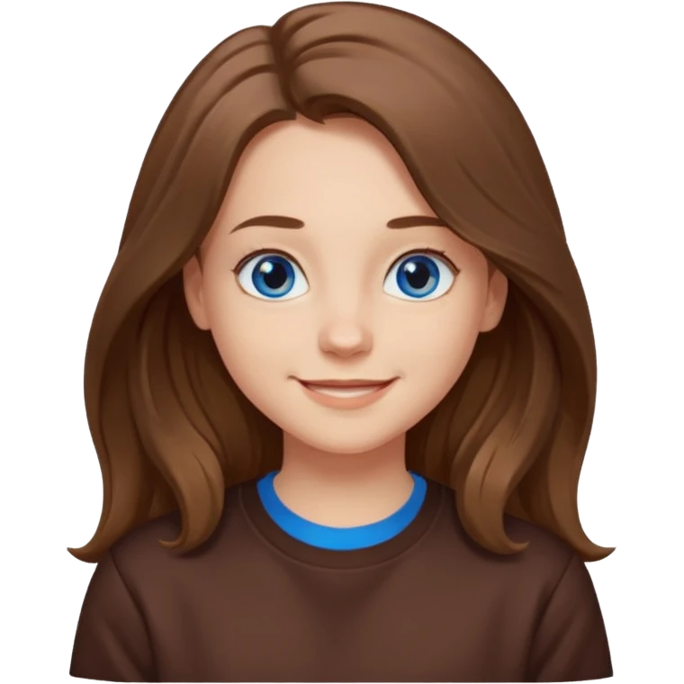 ЗГЕНЕРУЙ ОБЛИЧЧЯ ДІВЧИНИ З СВІТЛИМ, ТРОХИ ХВИЛЯСТИМ ВОЛОССЯМ, ОДЯГНЕНУ В ШОКОЛАДНИЙ СВІТШОТ, ПІД НИЗОМ ВИДНО  БІЛУ ФУТБОЛКУ. В НЕЇ ГОЛУБІ ОЧІ ТА ДОВГЕ ВОЛОССЯ, ВОНА УСМІХНЕНА emoji