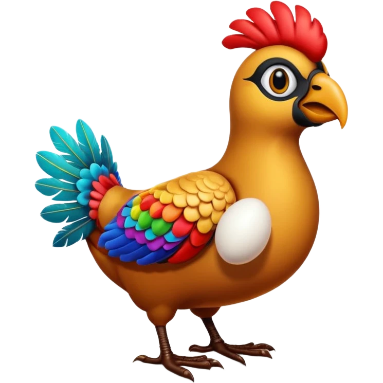A 3D cartoon Sankofa bird with its head turned backward holding an egg in its beak, symbolizing learning from the past, vibrant colors, smooth lighting, Memoji-style rendering. emoji