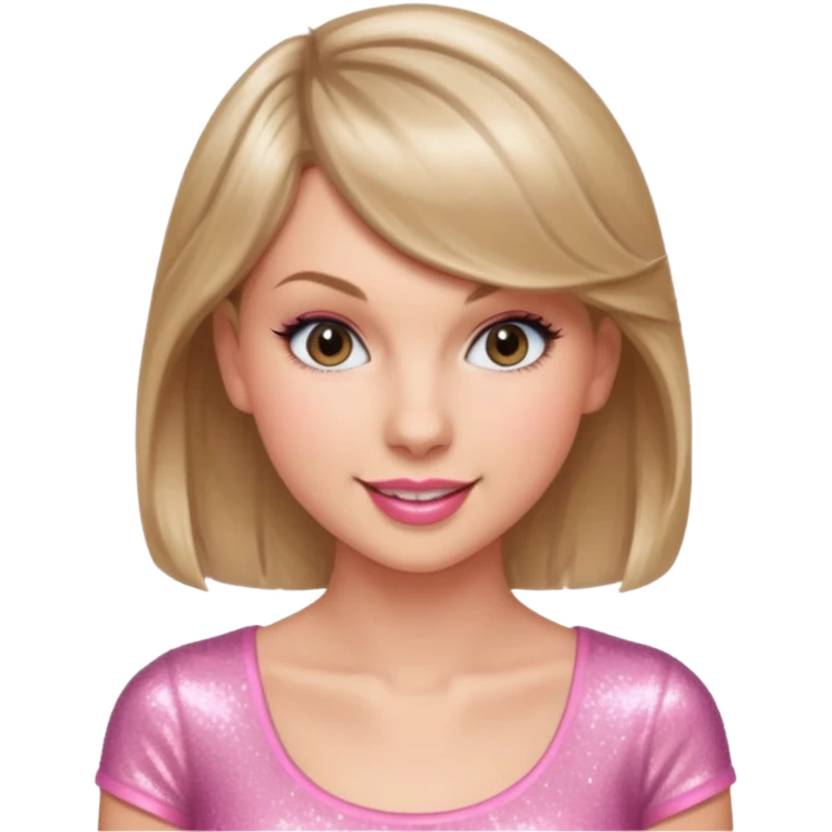 Taylor Swift smile in a sparkling pink top emoji