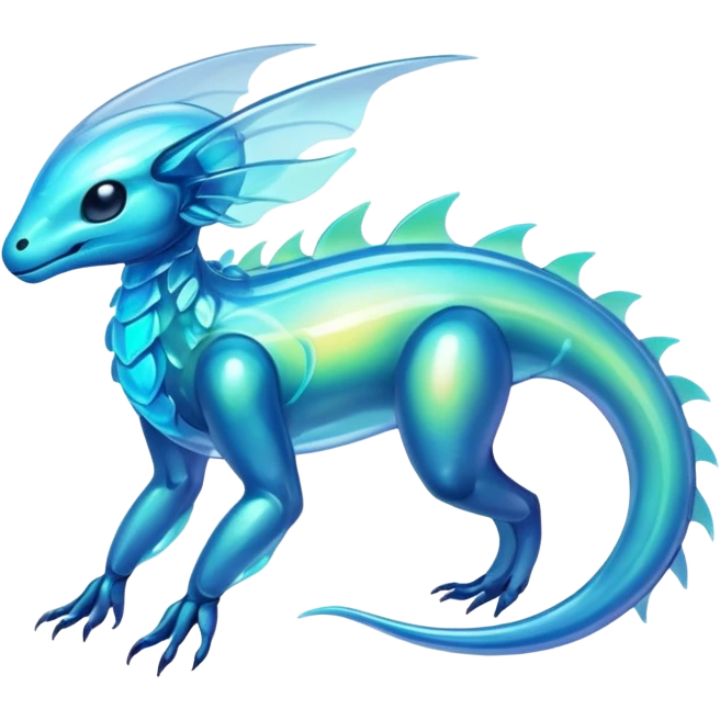 Futuristic Ethereal Iridescent Bioluminescent Translucent Illuminated Transparent Modern Fakémon-creature-hybrid Full Body emoji