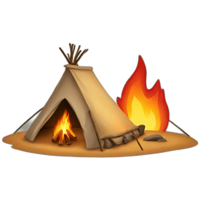 aboriginal tent with fire nearby emoji