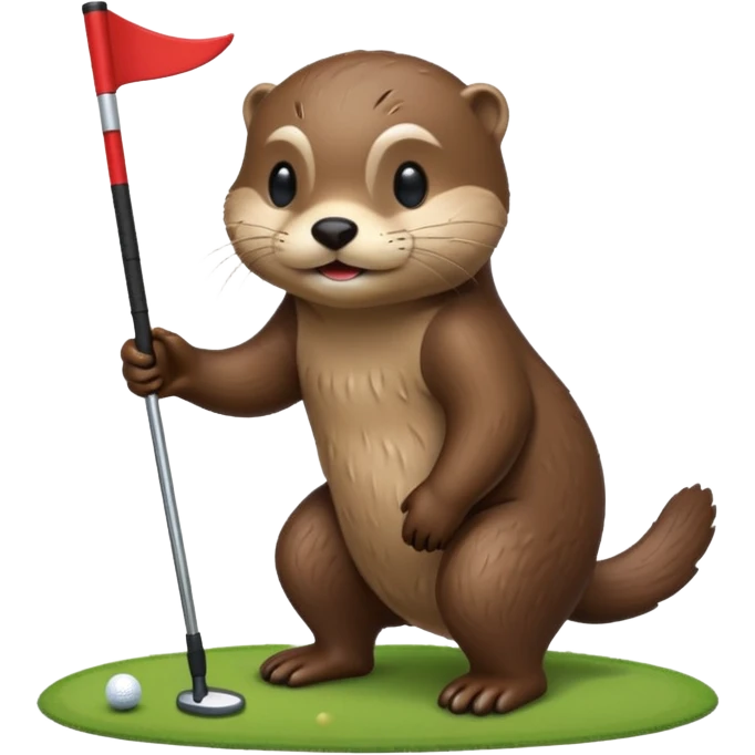 Cute Otter golfing emoji