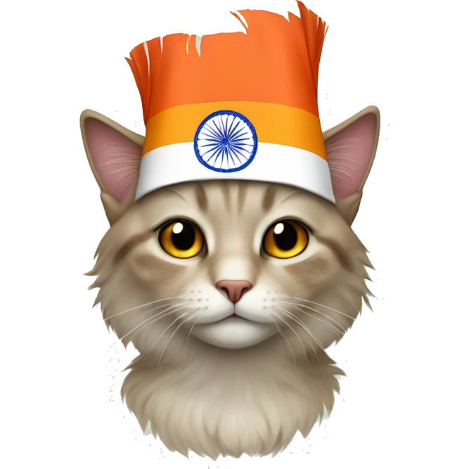 a cat wearing Indian flag emoji