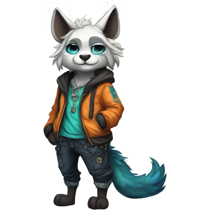 Cool cute Kawaii edgy colorful fantasy animal fursona by griffsnuff & LiLaiRa & Falvie full body emoji