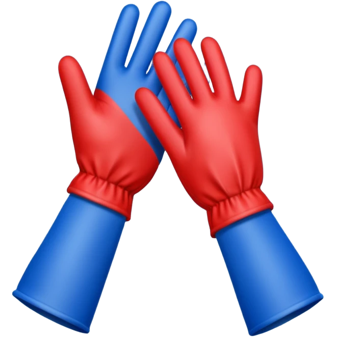 Hand glove celebration in blue (#00A3E0) and red (#F9423A)  emoji