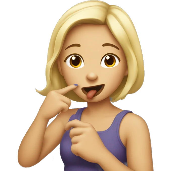 girl biting her finger in a flirtatious way emoji