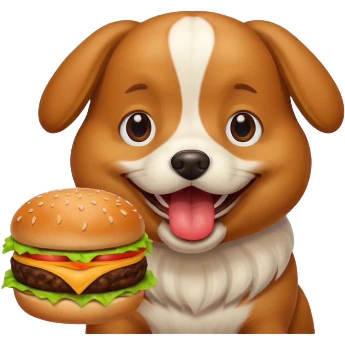 A dog that eats a burger emoji