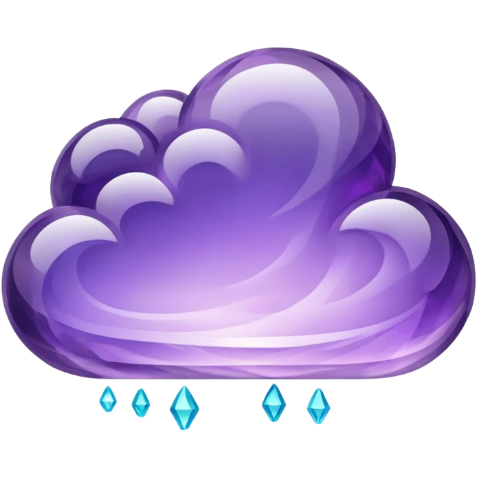 Purple amethyst in the shape of a cloud emoji