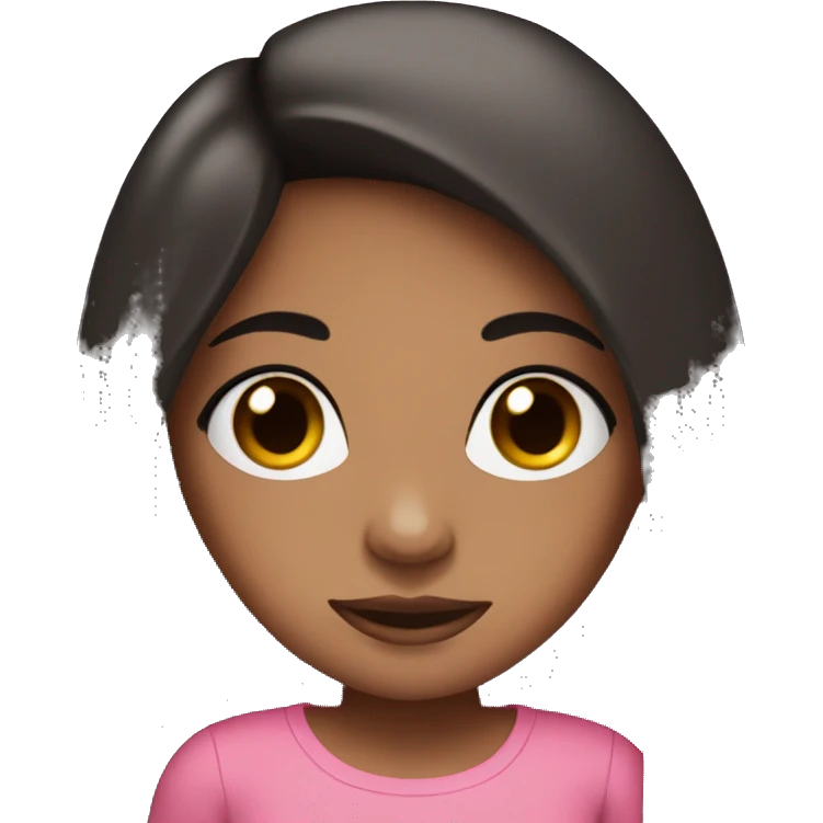 pretty brown girl with long black hair with black eyes wearing a pink top emoji