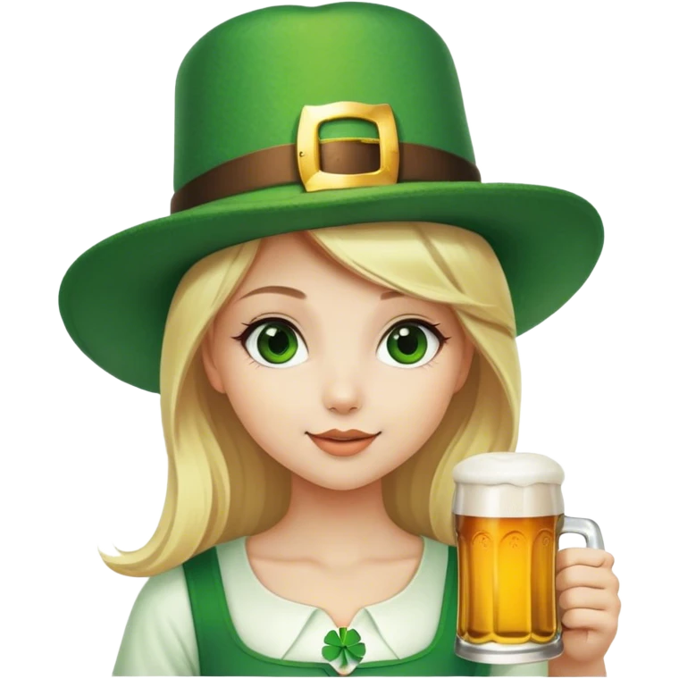 Blonde girl celebrating St. Patrick’s day emoji