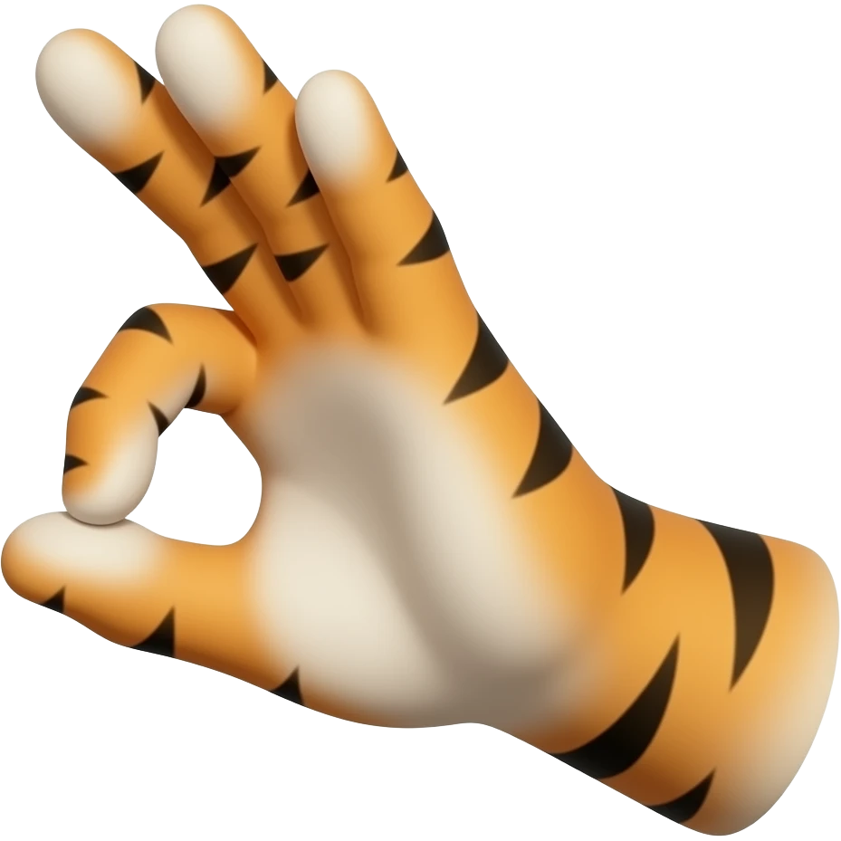Only a hand and the gand is doing a rawr or tiger pose emoji