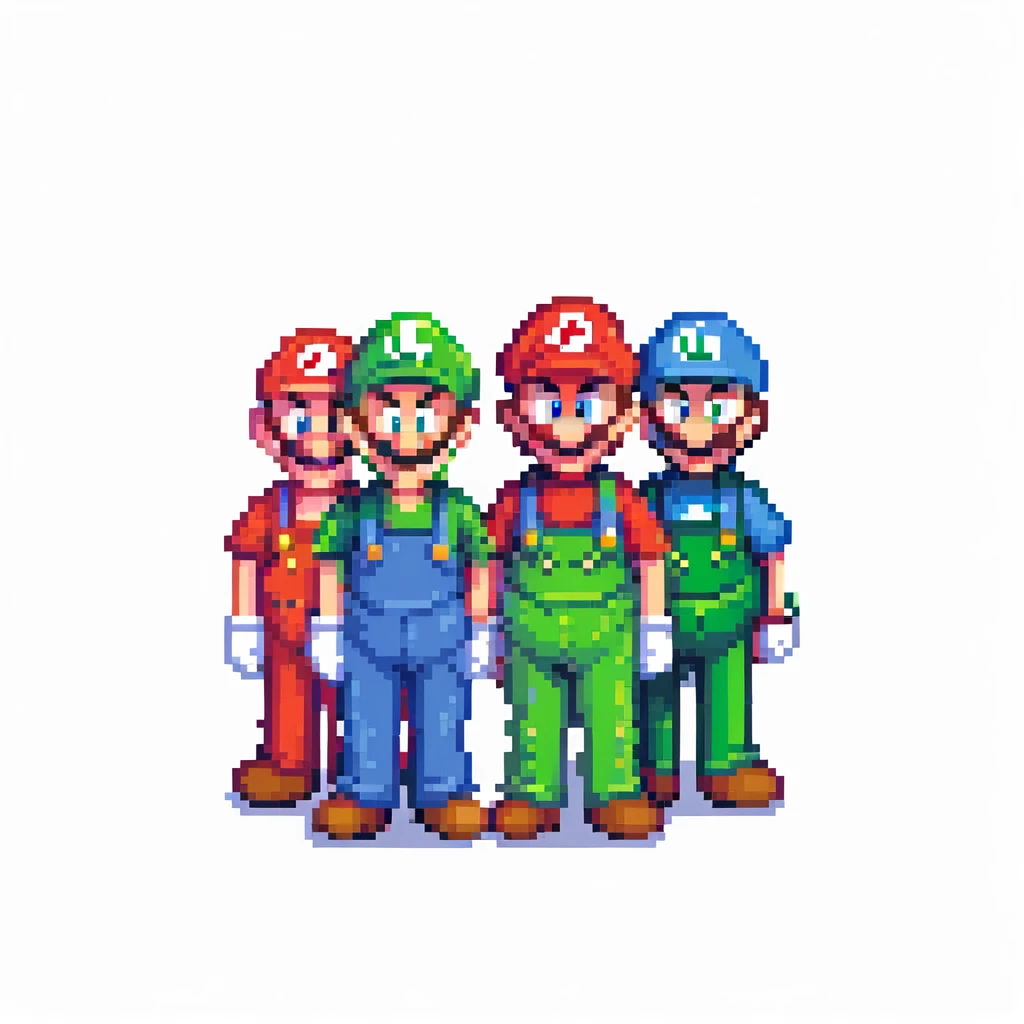Mario and Luigi standing together, pixel art style emoji