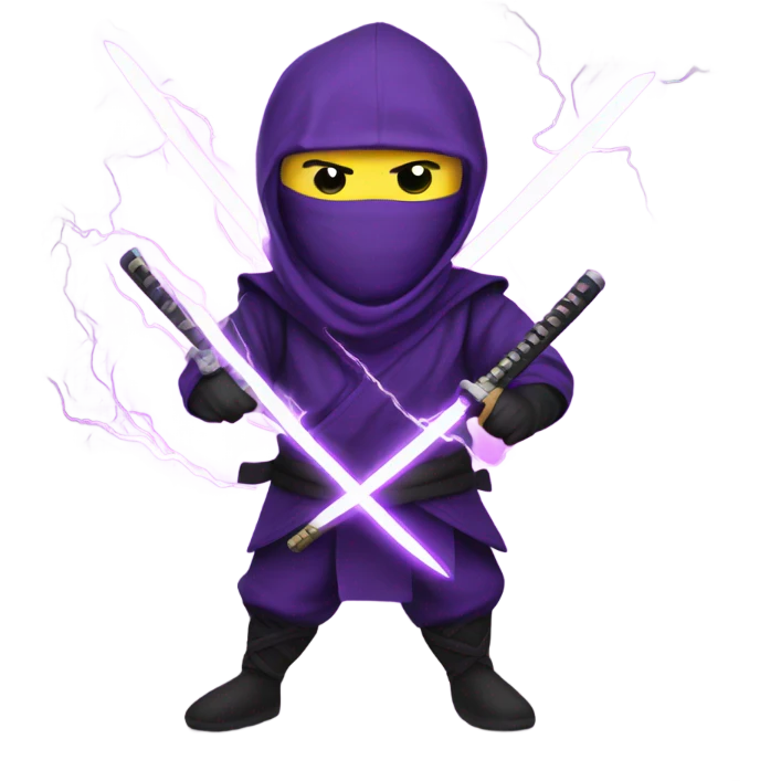 purple NINJA WITH Lightning katanaS emoji