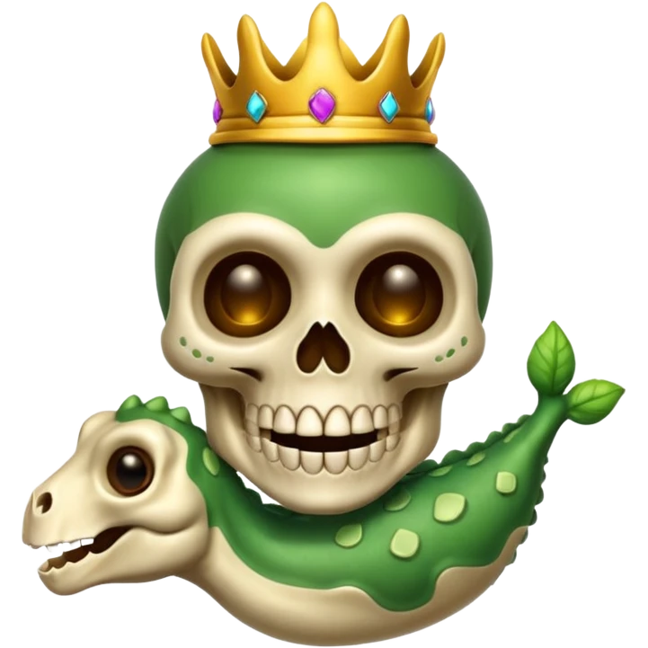 Haz un emoji de una calavera platinada riéndose con la rana René  emoji