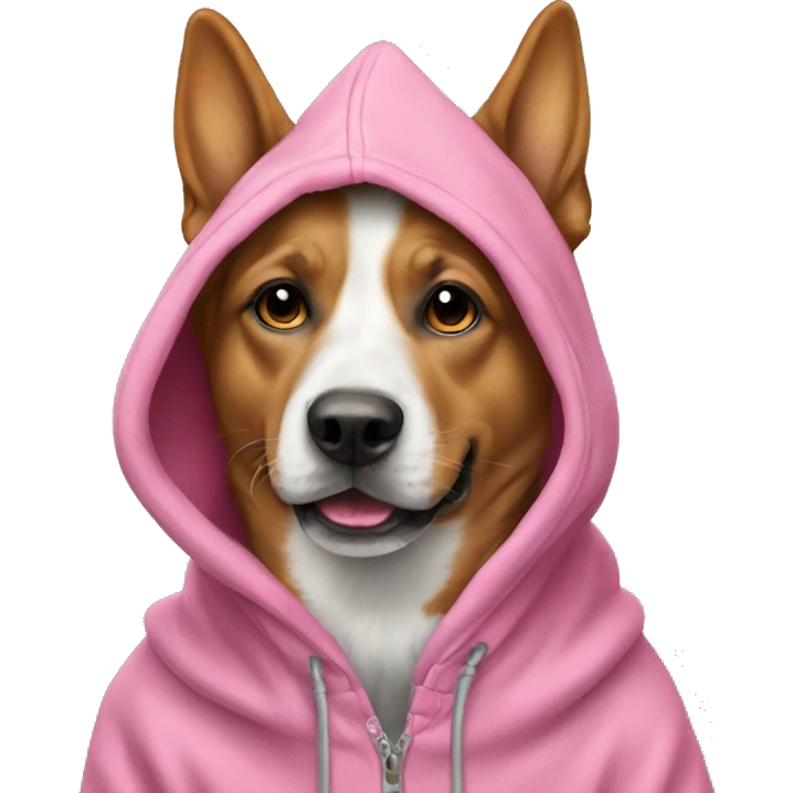 Pink hoodie on dog emoji