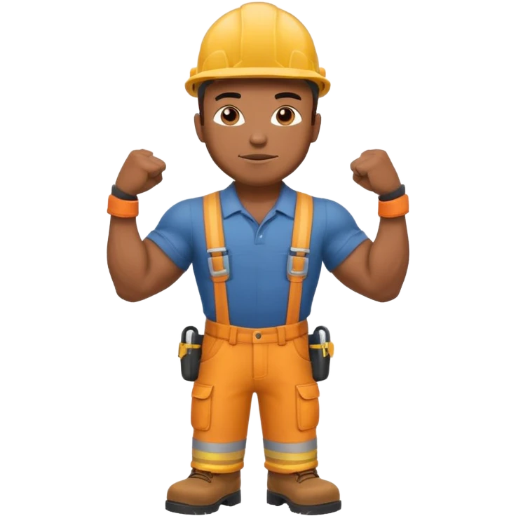 black construction worker flexing his muscles emoji