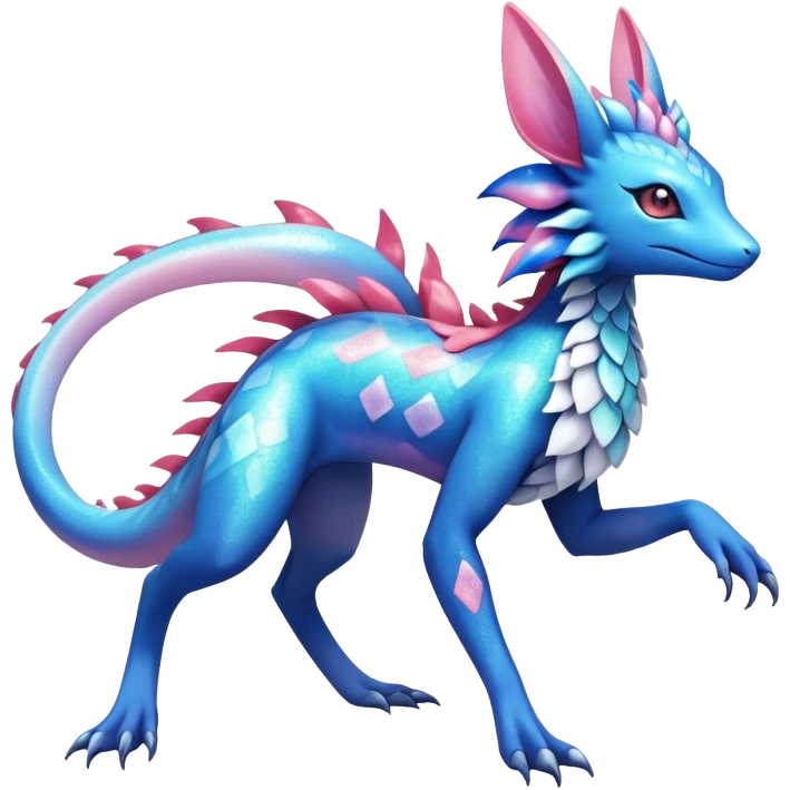 Colorful Shiny Exotic Amaura-Salandit-Aurorus-Sylveon-Fakémon-hybrid-creature (full body)  emoji