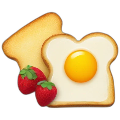 Plate with toast, egg and cut fruit emoji