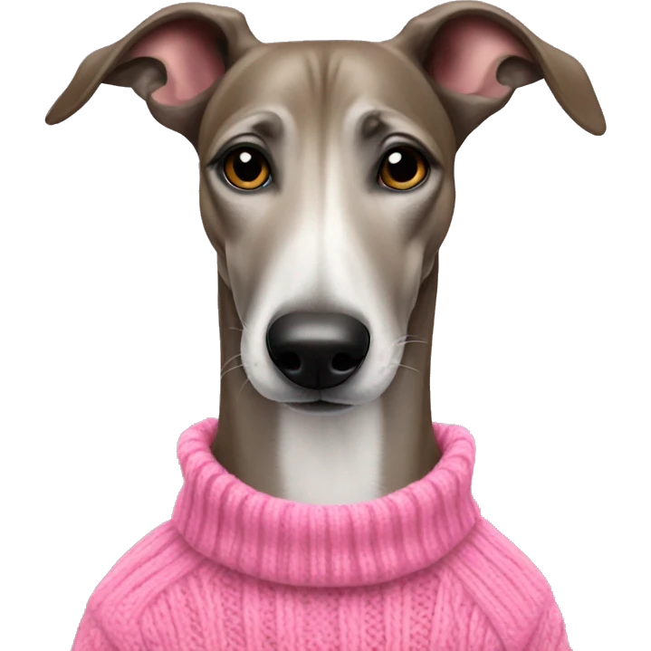 Greyhound wearing pink sweater  emoji