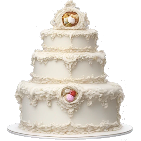 highly detailed white rococo cake emoji