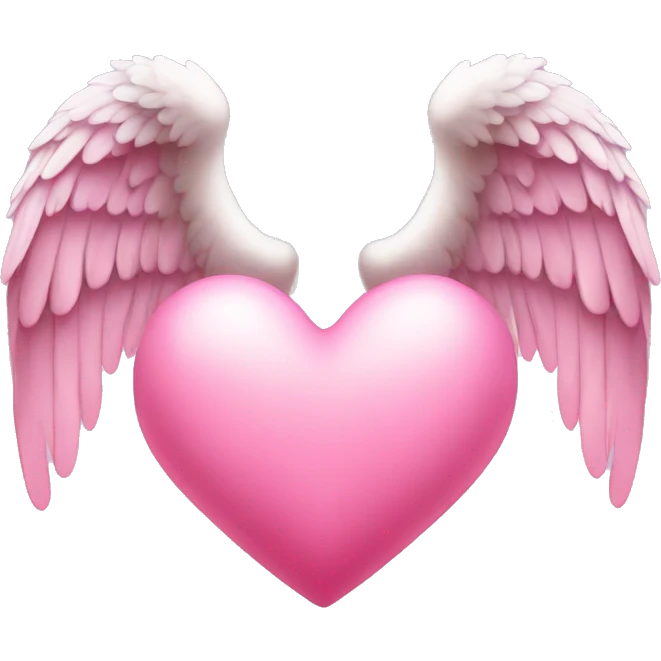 cute pink heart shape with angel wings emoji