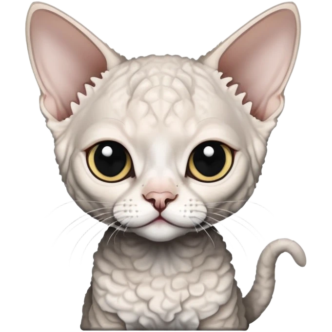 Black and white Devon Rex emoji