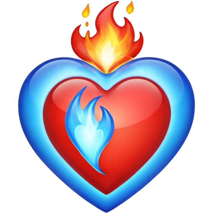 red heart with blue fire emoji