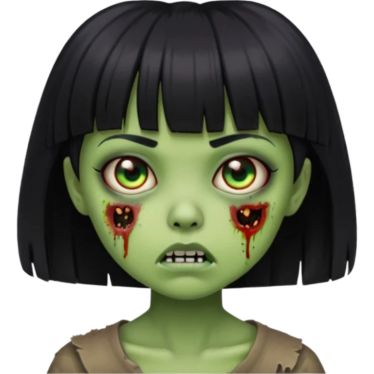 zombie girl straight hair with bangs short hair green skin and just an girl zombie emoji
