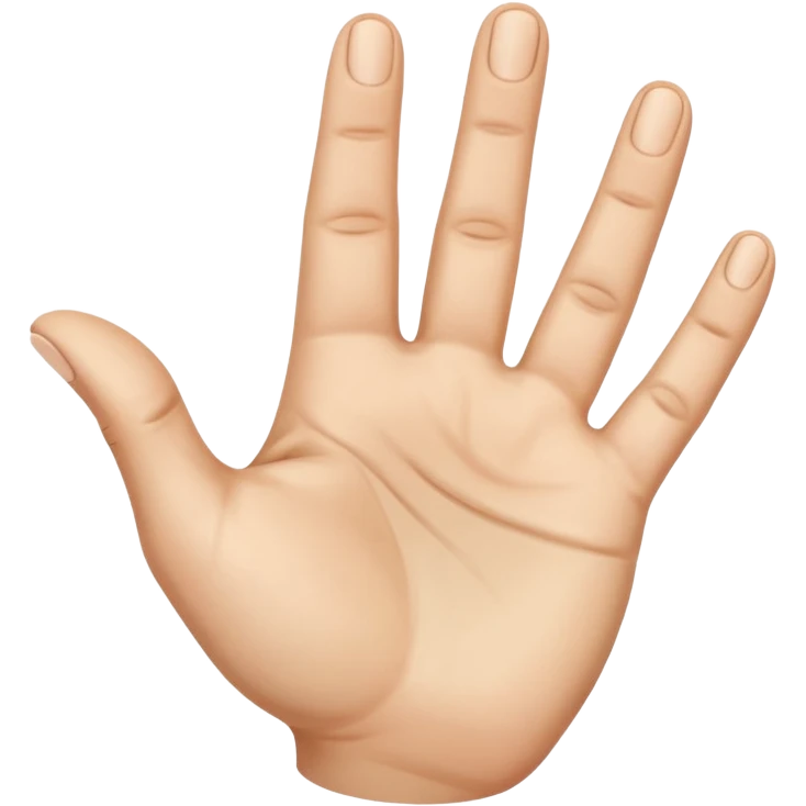 A simple emoji-style illustration of a human hand with four fingers raised and the thumb folded down across the palm. Front-facing hand, neutral skin tone, thumb down emoji