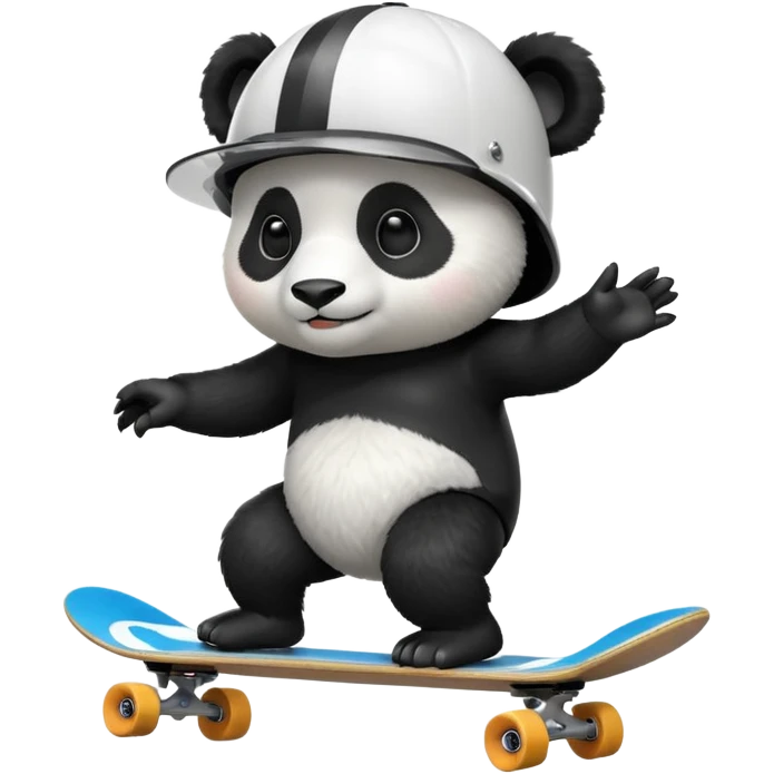panda with a helmet on a skateboard emoji