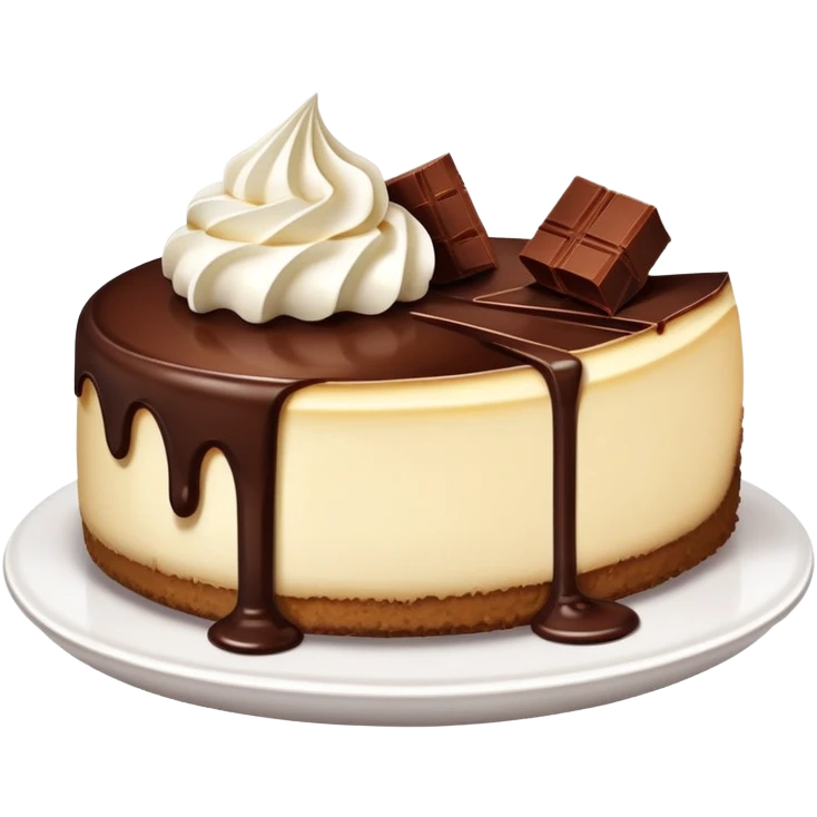 Cheese cake with chocolate fudge on top emoji