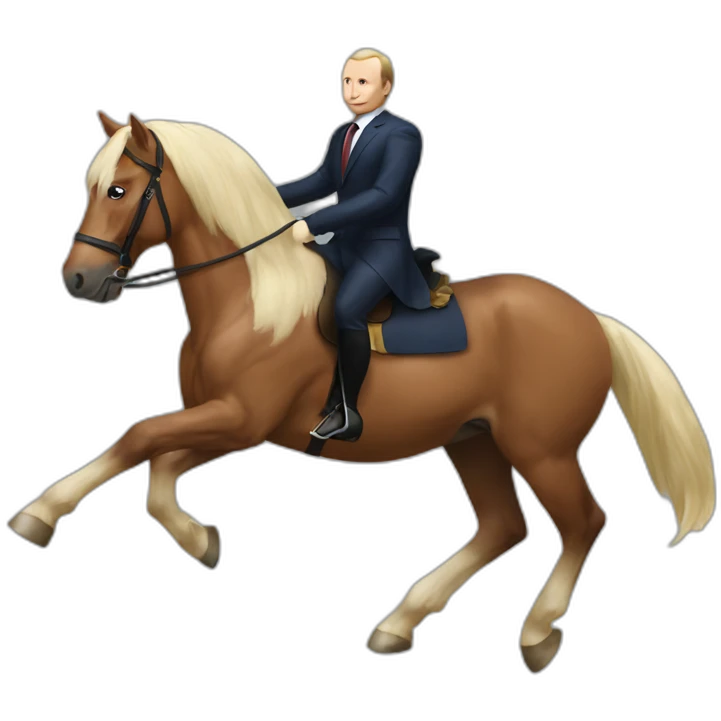 putin riding a horse but the horse is macron emoji