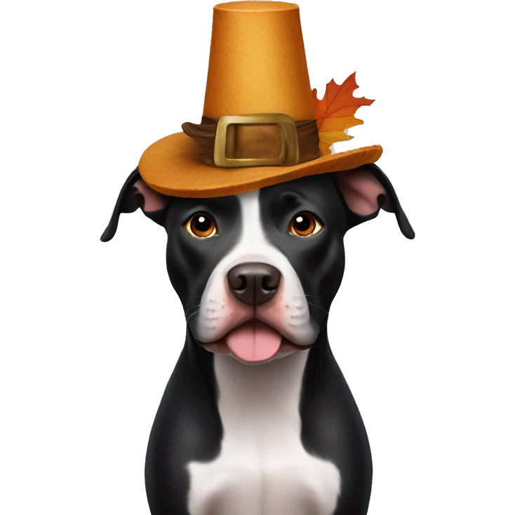 Black pitbull wearing thanksgiving hat  emoji