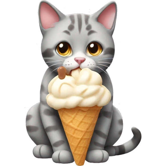 Cat eating icecream emoji