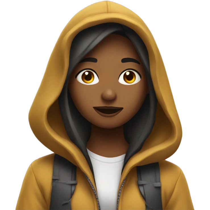 Girl taking selfie in hood emoji