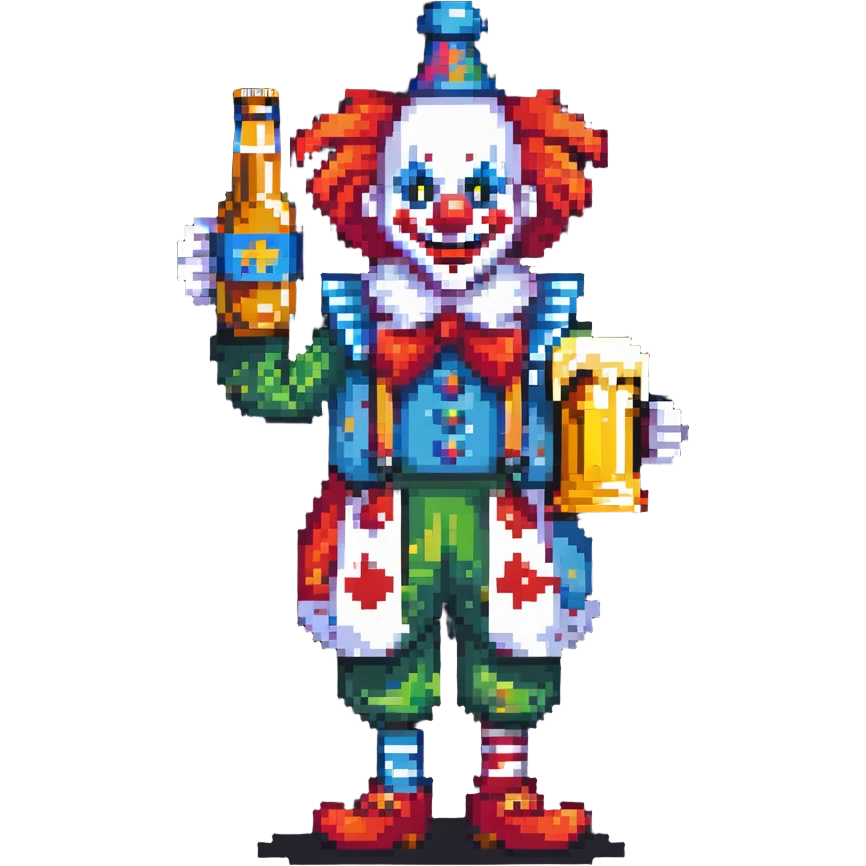 clown with a beer emoji