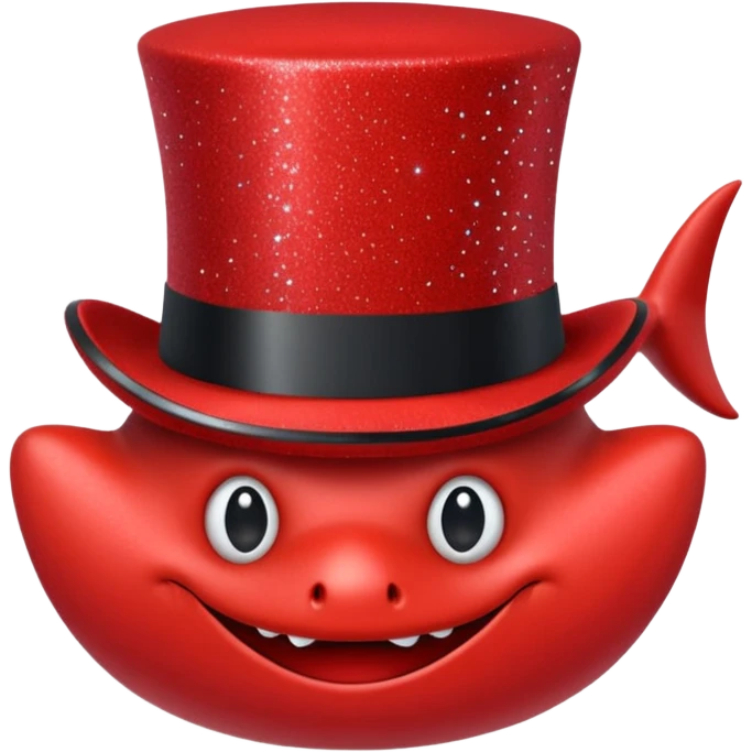 red glitter top hat red shark emoji