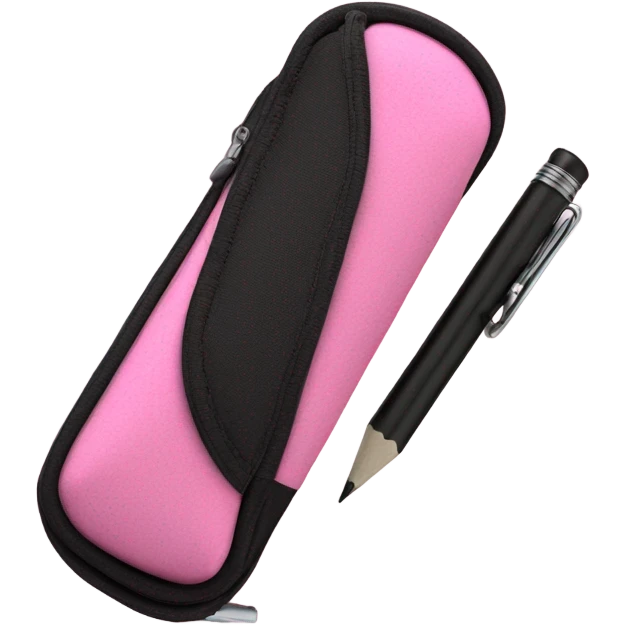 pink and black pencil case emoji