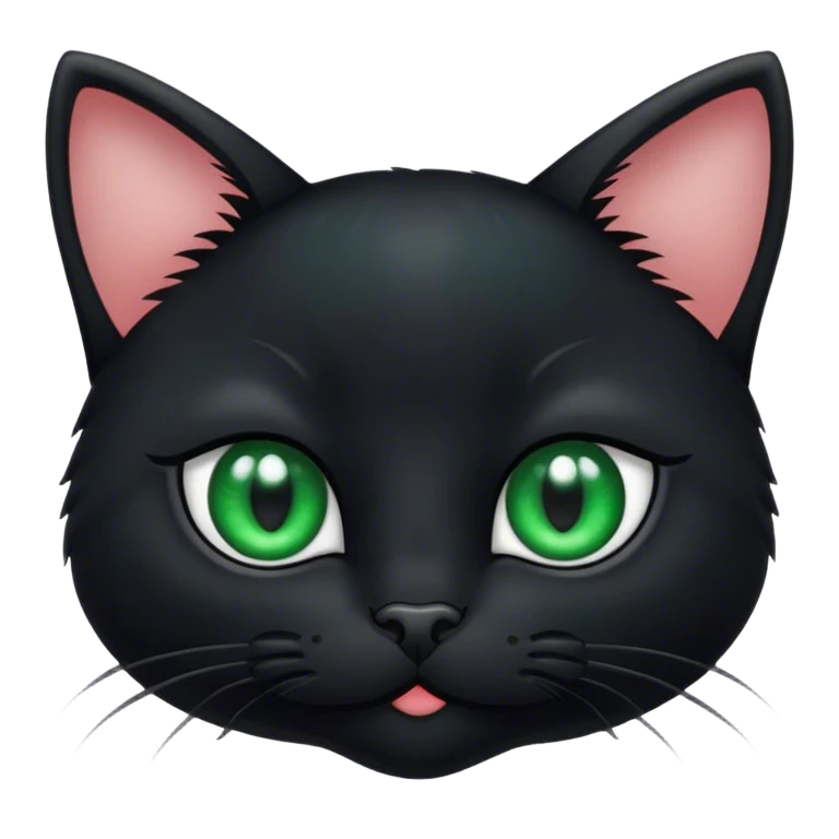Black kitten face with big green eyes  emoji