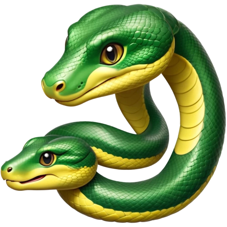 cinematic-cute-Green anaconda-portrait-emoji,-head-tilted-playfully-and-inquisitively,-with-a-sleek,-shimmering-body-adorned-with-detailed-scale-sriped patterns-and-round,-sparkling-eyes-full-of-wonder,-simplified-yet-irresistibly-adorable-features emoji