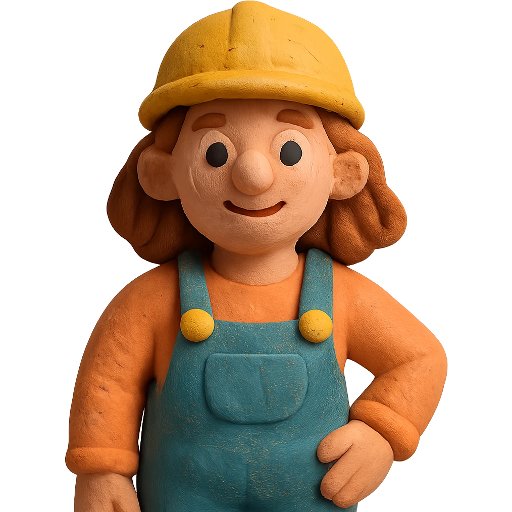 claymation style woman construction worker with visible fingerprints and pastel colors emoji