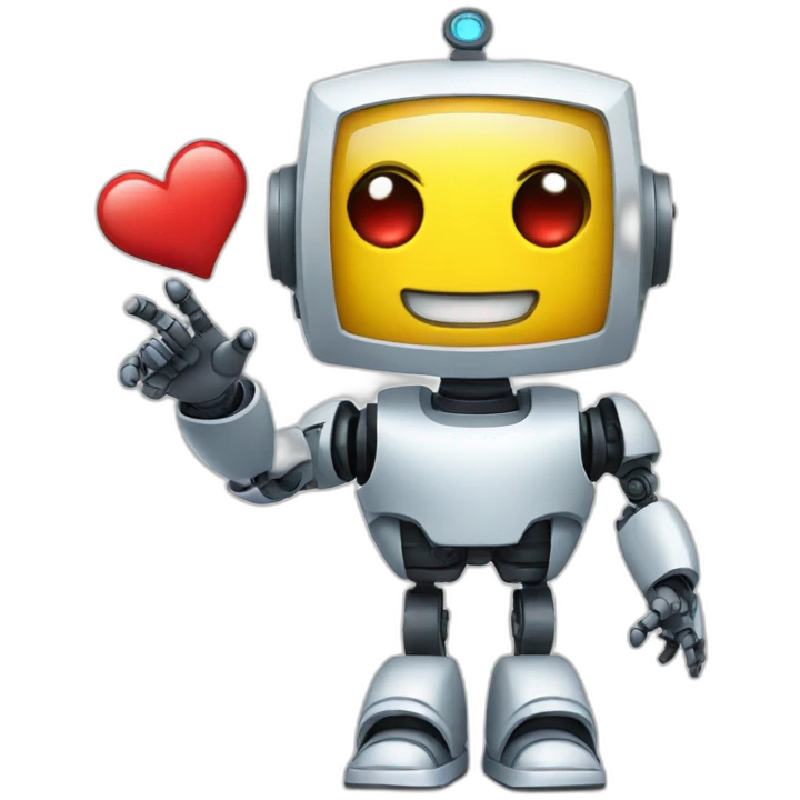 Robot doing a heart sign emoji