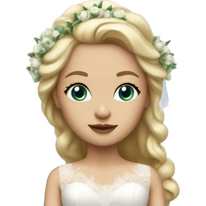 bride with blonde hair, greenish-blue eyes emoji